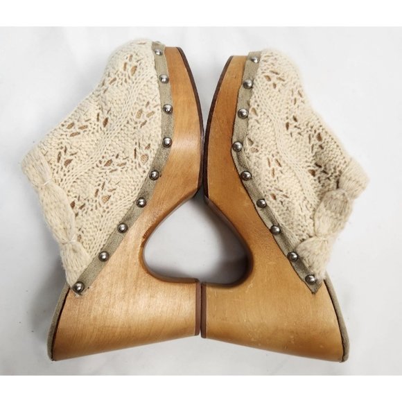 Steve Madden Women's Sz. 7 Magnify Floral Crochet Wooden Platform Clog - Picture 6 of 8